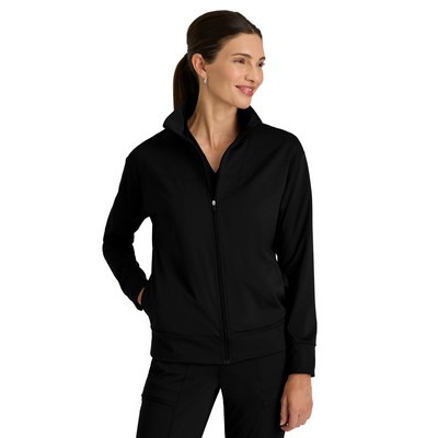 Barco - Grey's Anatomy Knit Stretch - Women's Four Pocket Zip Front Collar Ease Warm-Up Jacket