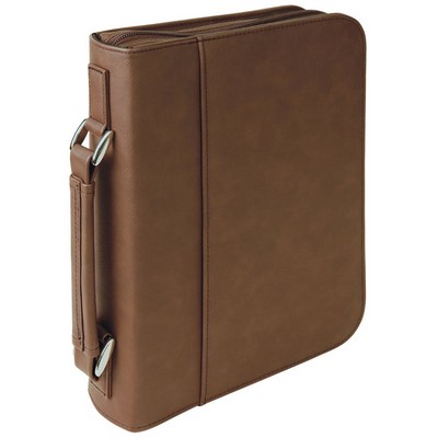 Dark Brown Leatherette Book/Bible Cover w/Handle & Zipper
