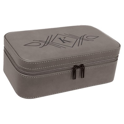 7.5" X 4.5" Gray Leatherette Jewelry Box