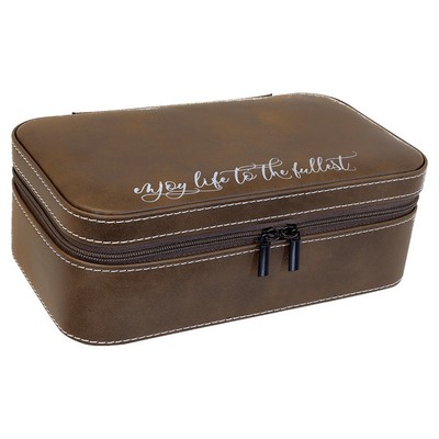 7.5" X 4.5" Rustic/Silver Leatherette Jewelry Box