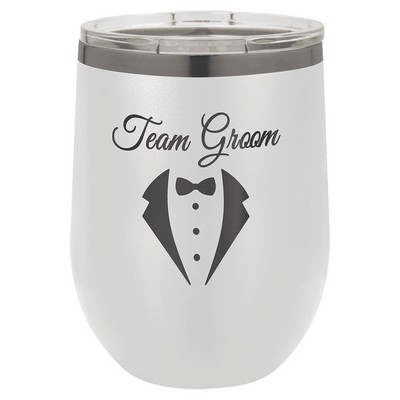 12 oz. White/Ghost Black ION-Plated Stemless Wine Tumbler