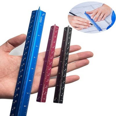 6" Pocket Size Laser-etched Aluminum Architect Triangular Scale Ruler w/Imperial Measurements