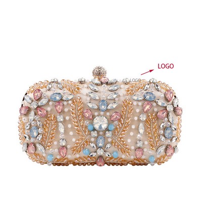 Colorful Starry Bead-Adorned Clutch Bag