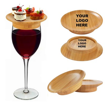 Bamboo Wine Glass Topper & Pastry Tray