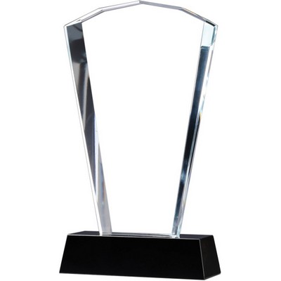 Crystal Fan Award with Onyx Base, 9"H