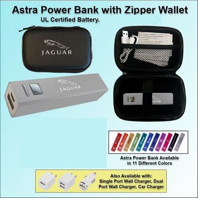 Astra Power Bank Gift Set in Zipper Wallet 3000 mAh - Silver No Extra Tariff