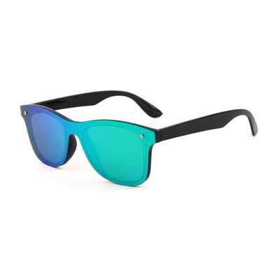 Sunglasses - Green Mirror Lenses - Black Frames