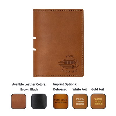 Full-Grain Leather Passport Holder | Fits small field Notepad and passport | Handmade in the USA