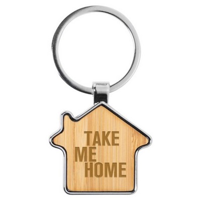 Wooden Insert House Shaped Key Chains
