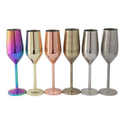 2 Pack 6oz Stainless Steel Champagne Flutes Glass