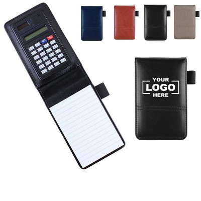 Leather Pocket Notebook Cover with Calculator and Memo Pad Holder(Free Shipping)