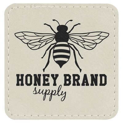 2.5" x 2.5" Square White Leatherette Patch with Adhesive