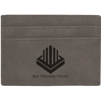 4" x 2.75" Gray Leatherette Wallet Clip