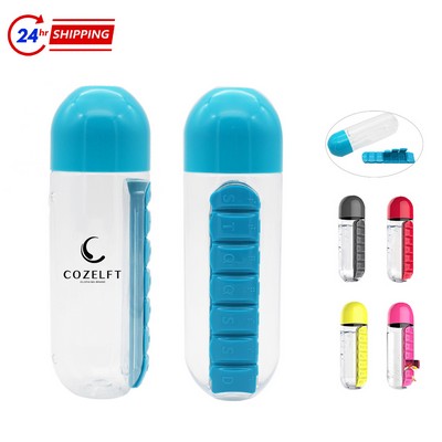 20oz Plastic Water Bottles with Pill Box
