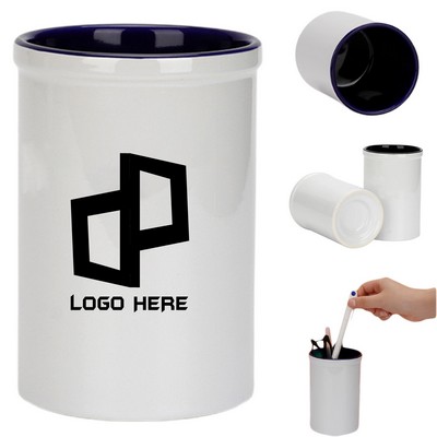 Ceramic Cylindrical Desk Pencil Holder