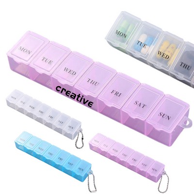 Portable Transparent Pill Box w/7 Compartments