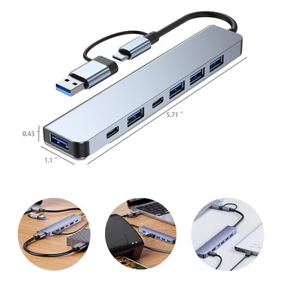 Aluminum 7 in 1 USB C Hub Ports