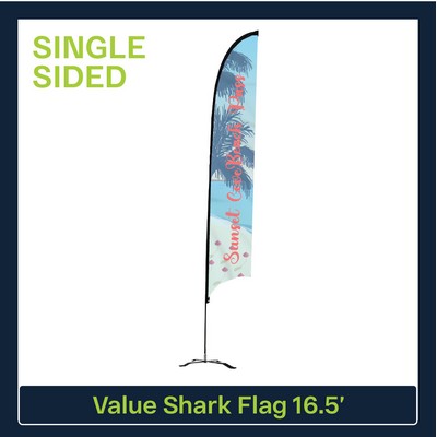 Value 16.5' Shark Flag - Single Sided Graphic Black X Base