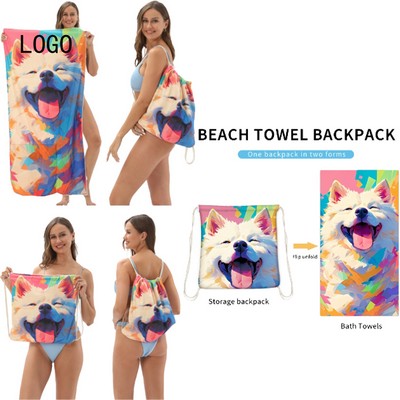 2-in-1 Foldable Beach Towel with Storage
