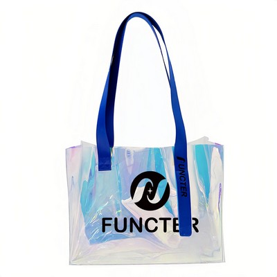 Iridescent Clear PVC Tote Bag 11 x 12 Inch