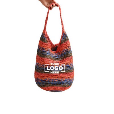 Colorful Woven Straw Tote