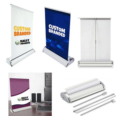 Mini Tabletop Retractable Banner Stand With Custom Graphic