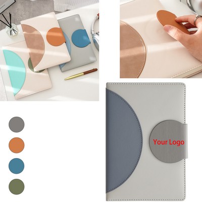 A5 Spliced PU Leather Notebook with Buckle Closure