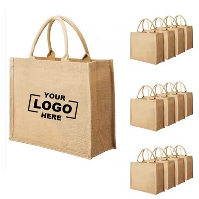 Large Reusable Jute Burlap Canvas Gift Totes
