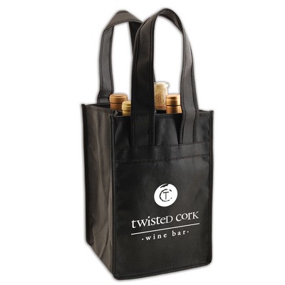 Premium Non-Woven Polypropylene 4-Bottle Wine Tote Bag (7"x7"x11")