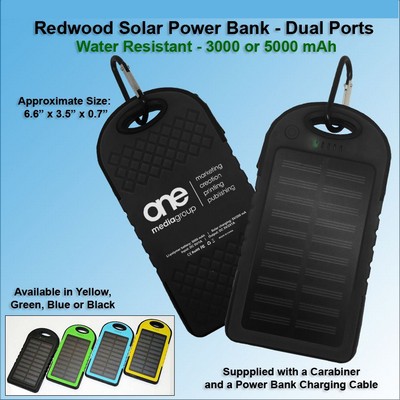 Redwood Solar Power Bank 3000 mAh - Black No Extra Tariff