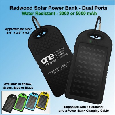 Redwood Solar Power Bank 5000 mAh - Black No Extra Tariff