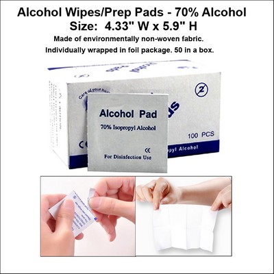 Disposable 75% Alcohol Wipes - 4.33" W x 5.9" H No Extra Tariff