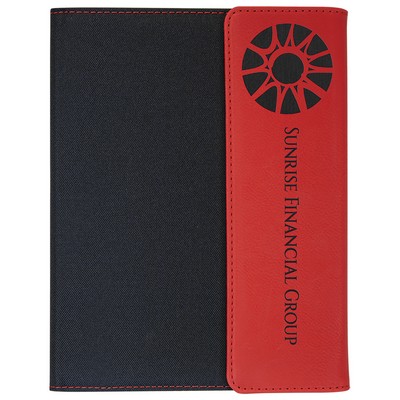 7" x 9" Red Leatherette & Black Canvas Portfolio