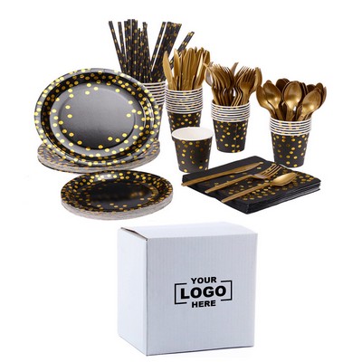 Gold Disposable Party Supplies Set - 200 Pieces(Free Shipping)