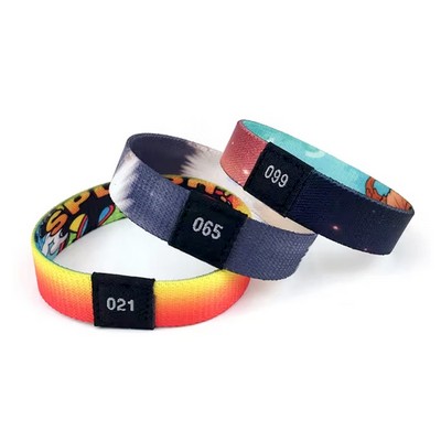 Full Color 5/8" Elastic Wristband with Custom Woven Label