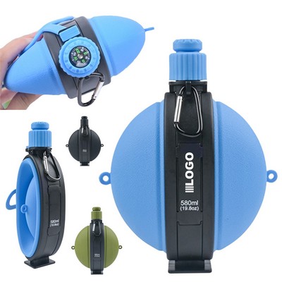 20OZ Foldable Camping Telescopic Compass Water Bottle