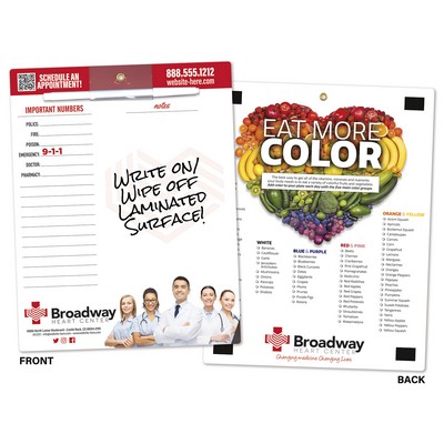 Healthcare Memo Board - 8.5x11 Laminated - 14 pt.