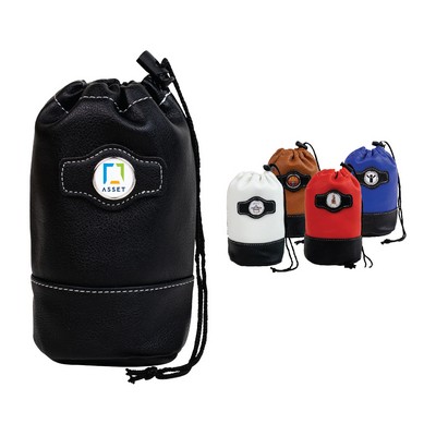 Leatherette Drawstring Valuables Pouch