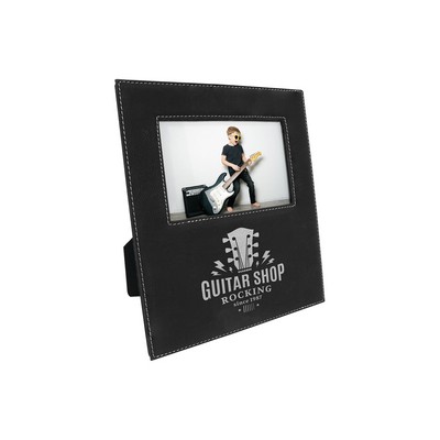 4" x 6" Black & Silver Leatherette Photo Frame