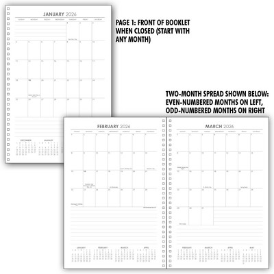 Planner Insert Set 2: 12 Month/6 Sheet Calendar Grid, Medium