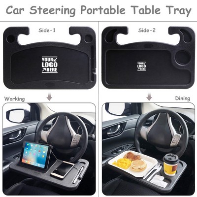 2-IN-1 Portable Auto Steering Desk Table Organizer
