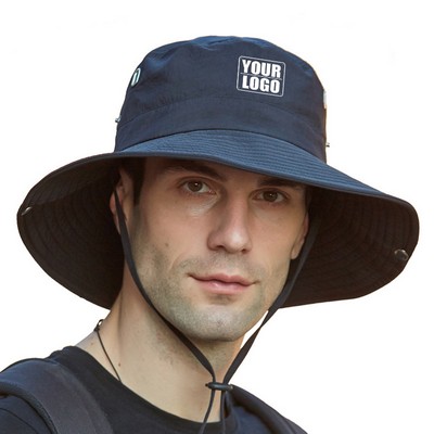 Outdoor Fishing Wide Brim Sun Bucket Hat w/ Embroidery