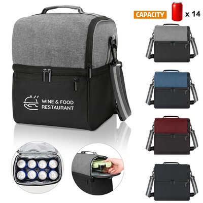 Insulated 14 Can Dual Compartment Lunch Cooler