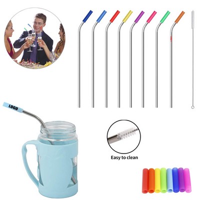 10.47 Inch Bend Protector Metal Straw With Brush