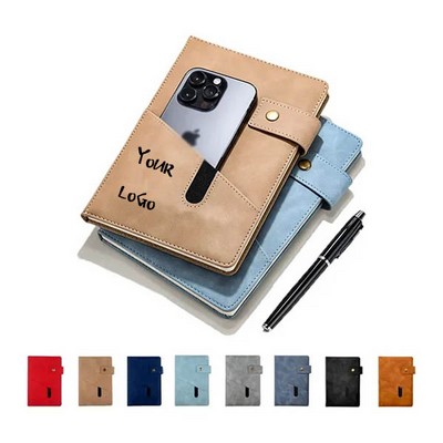 A5 Thick Lined Notebook Journal with Elastic Front Pocket
