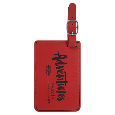 4.25" x 2.75" Red Leatherette Luggage Tag