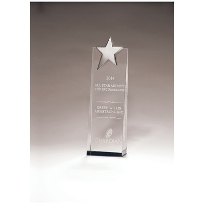 2.75" x 9" Crystal Trophy with Silver Star, Prism-3ffect
