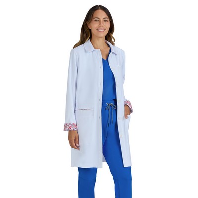 koi - Essentials - Women's Pearlescent Button-Front 4-Pocket 34.5" Fusion Lab Coat