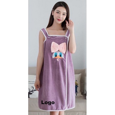Coral Fleece Strappy Women Wearable Bath Towel