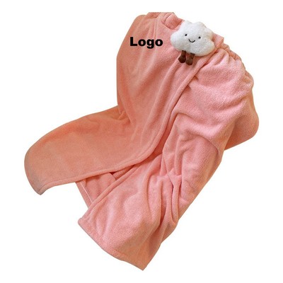 Coral Fleece Women Wearable Bath Towel With Toy